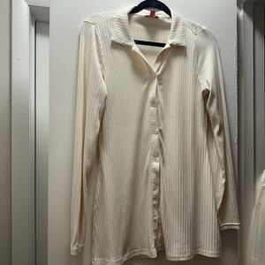 Guess Cream Ribbed Blouse